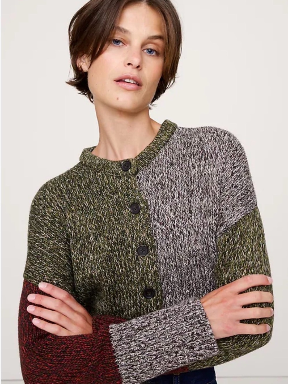 NWT Banana Republic Cotton Cropped Multicolor Cardigan Sz S (#772388)